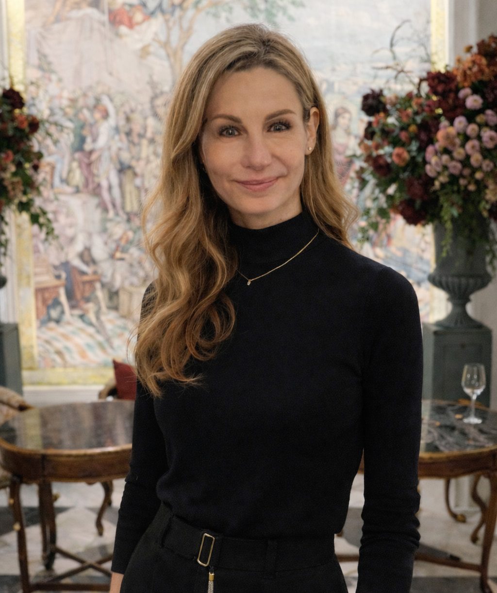 Daniela Brauch steht in der Lobby des 4-Jahreszeiten in Hamburg.